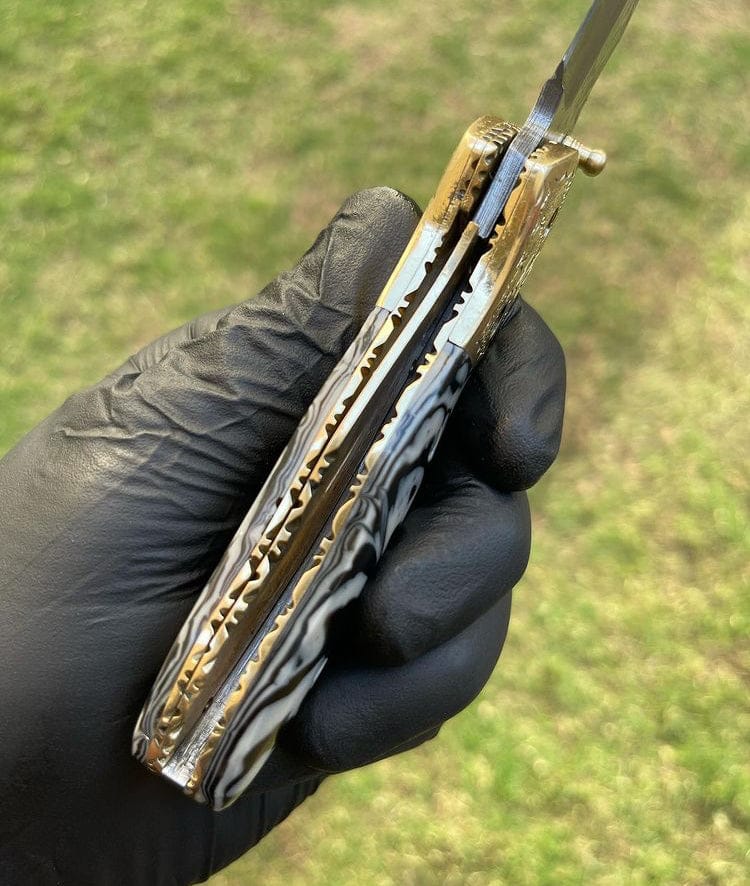 cskforged Damascus folding Damascus Blade EDC Pocket Knife