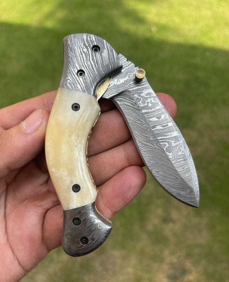 cskforged Damascus folding Folding Damascus Blade EDC Folding Pocket Knife