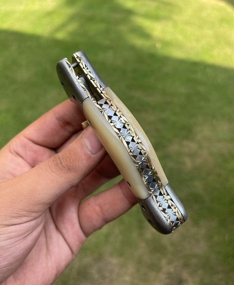 cskforged Damascus folding Folding Damascus Blade EDC Folding Pocket Knife