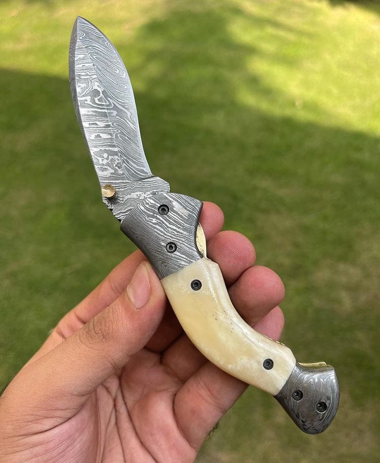 cskforged Damascus folding Folding Damascus Blade EDC Folding Pocket Knife