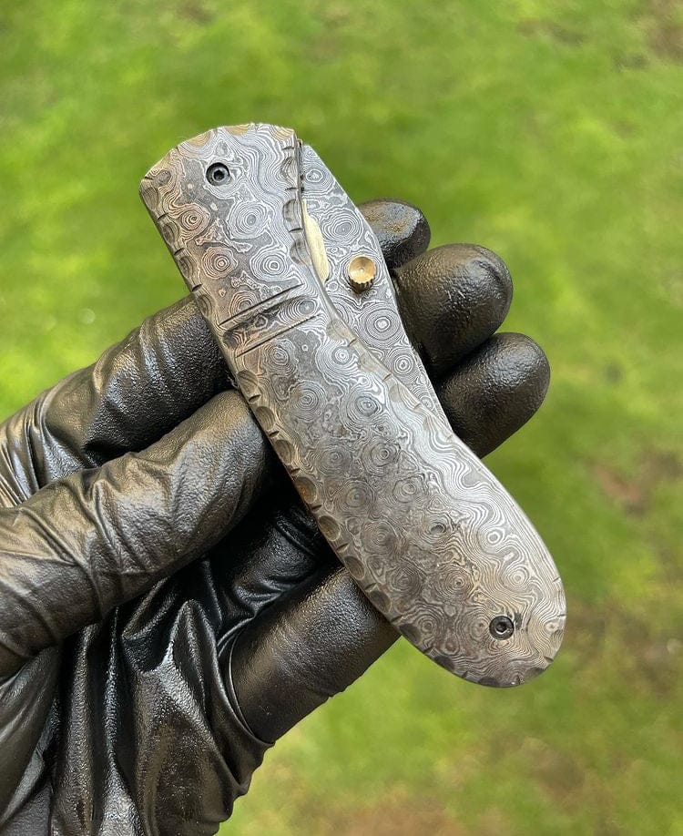 cskforged Damascus folding Folding Full Damascus Blade EDC Folding Pocket Knife