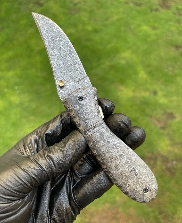 cskforged Damascus folding Folding Full Damascus Blade EDC Folding Pocket Knife