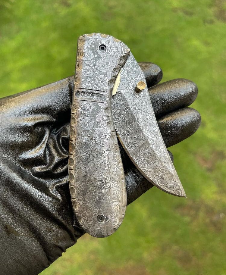 cskforged Damascus folding Folding Full Damascus Blade EDC Folding Pocket Knife