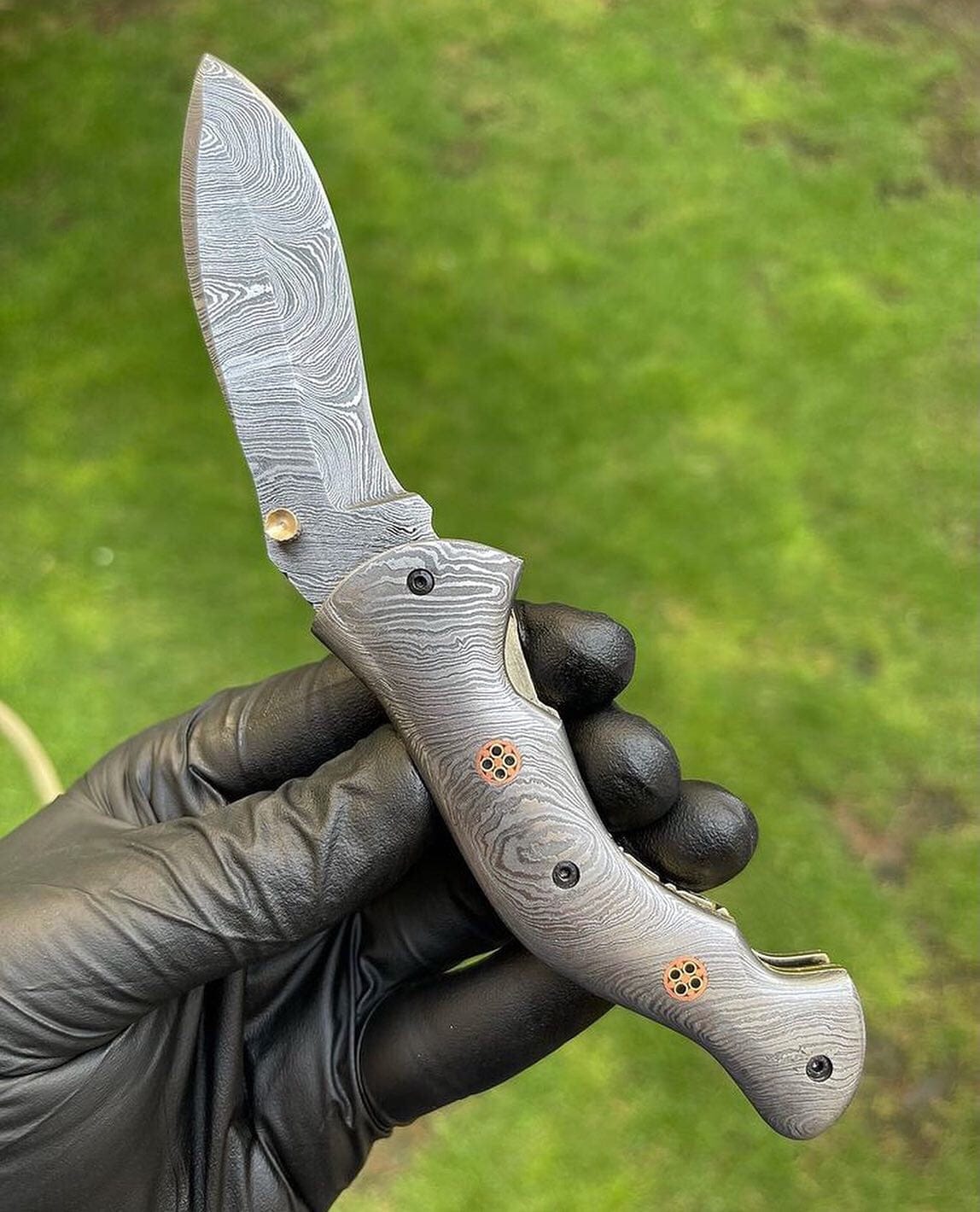 cskforged Damascus folding Folding Full Damascus Blade EDC Folding Pocket Knife