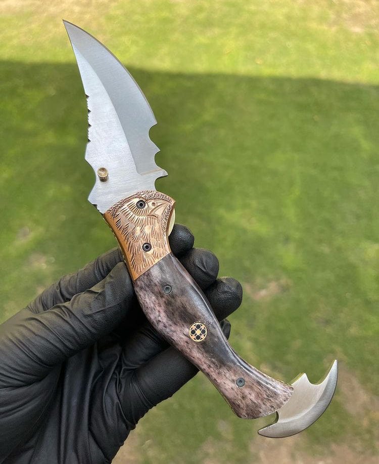 cskforged Damascus folding Folding pocket D2 Blade EDC Folding Pocket Knife
