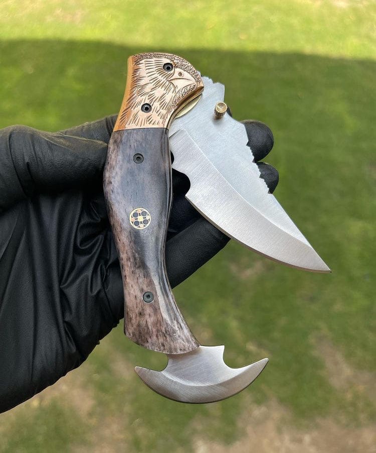 cskforged Damascus folding Folding pocket D2 Blade EDC Folding Pocket Knife