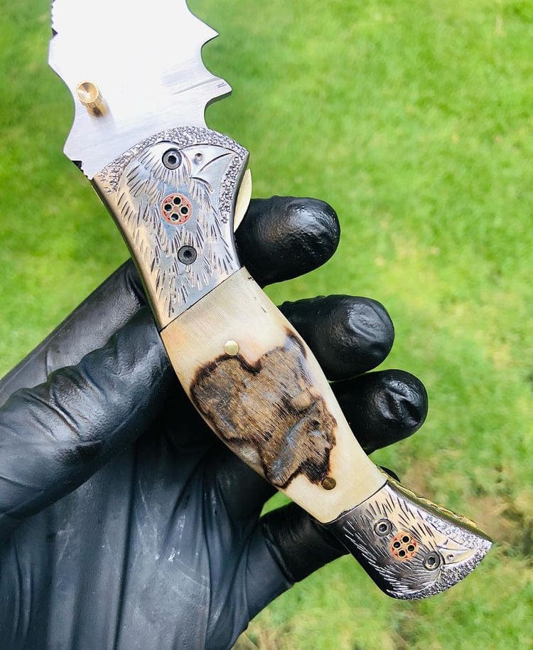cskforged Damascus folding Folding pocket D2 Blade EDC Folding Pocket Knife
