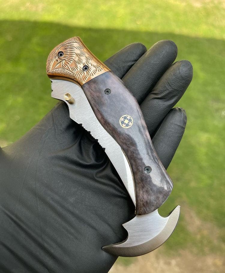 cskforged Damascus folding Folding pocket D2 Blade EDC Folding Pocket Knife