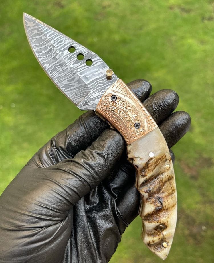 cskforged Damascus folding Folding pocket Damascus Blade EDC Folding Pocket Knife