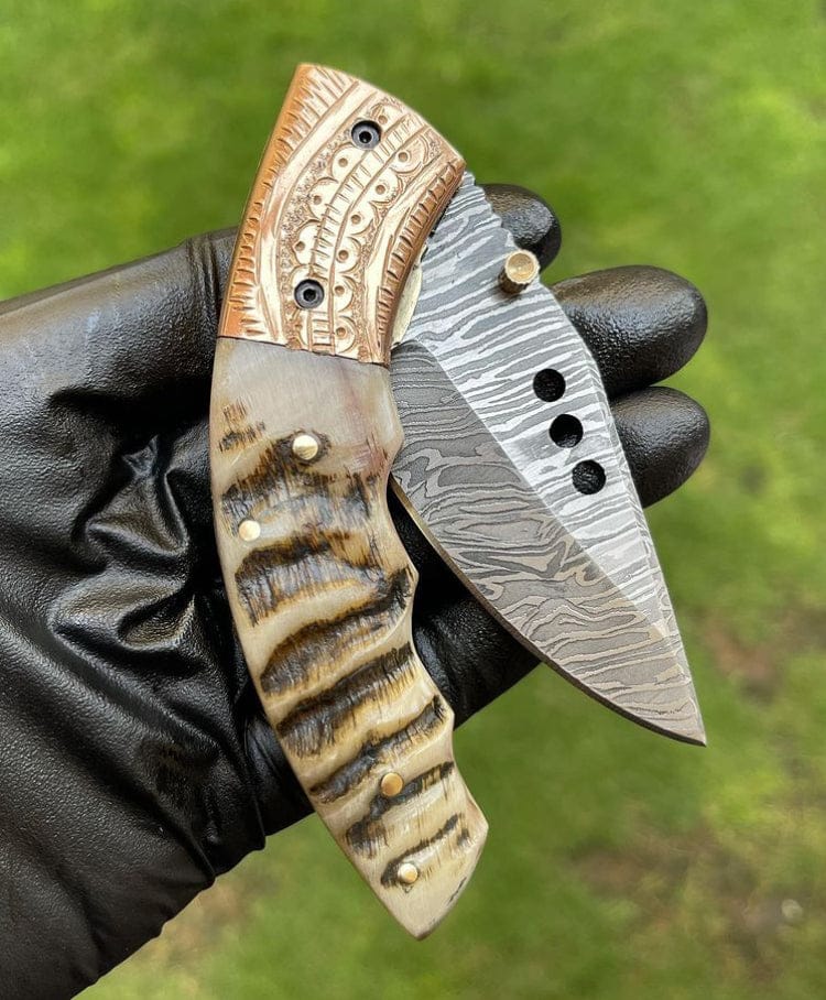 cskforged Damascus folding Folding pocket Damascus Blade EDC Folding Pocket Knife