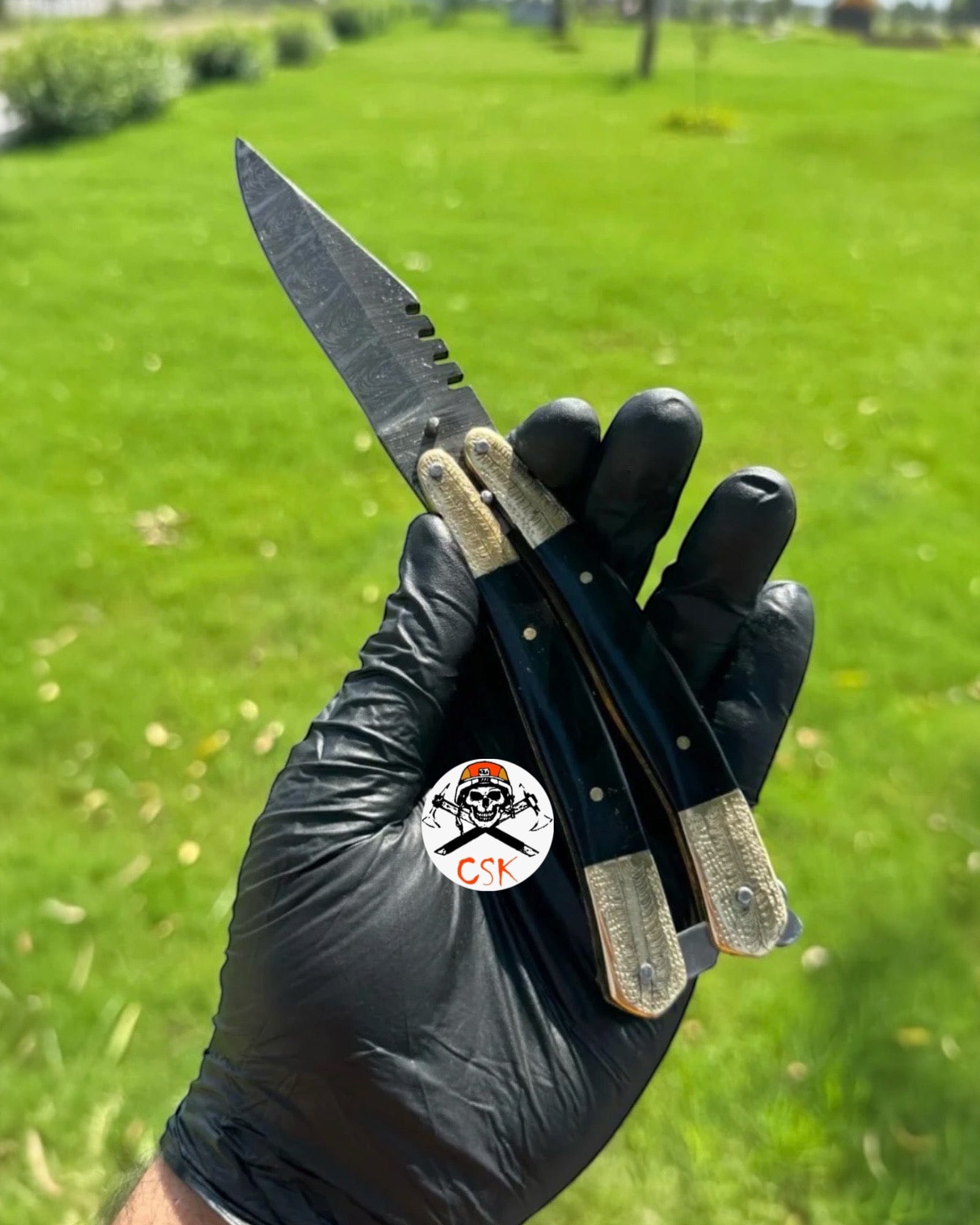 cskforged Damascus folding Handmade Damascus Steel Folding Pocket Knife | Brass Bolster & Resin Handle | EDC & Collectible Gift Knife