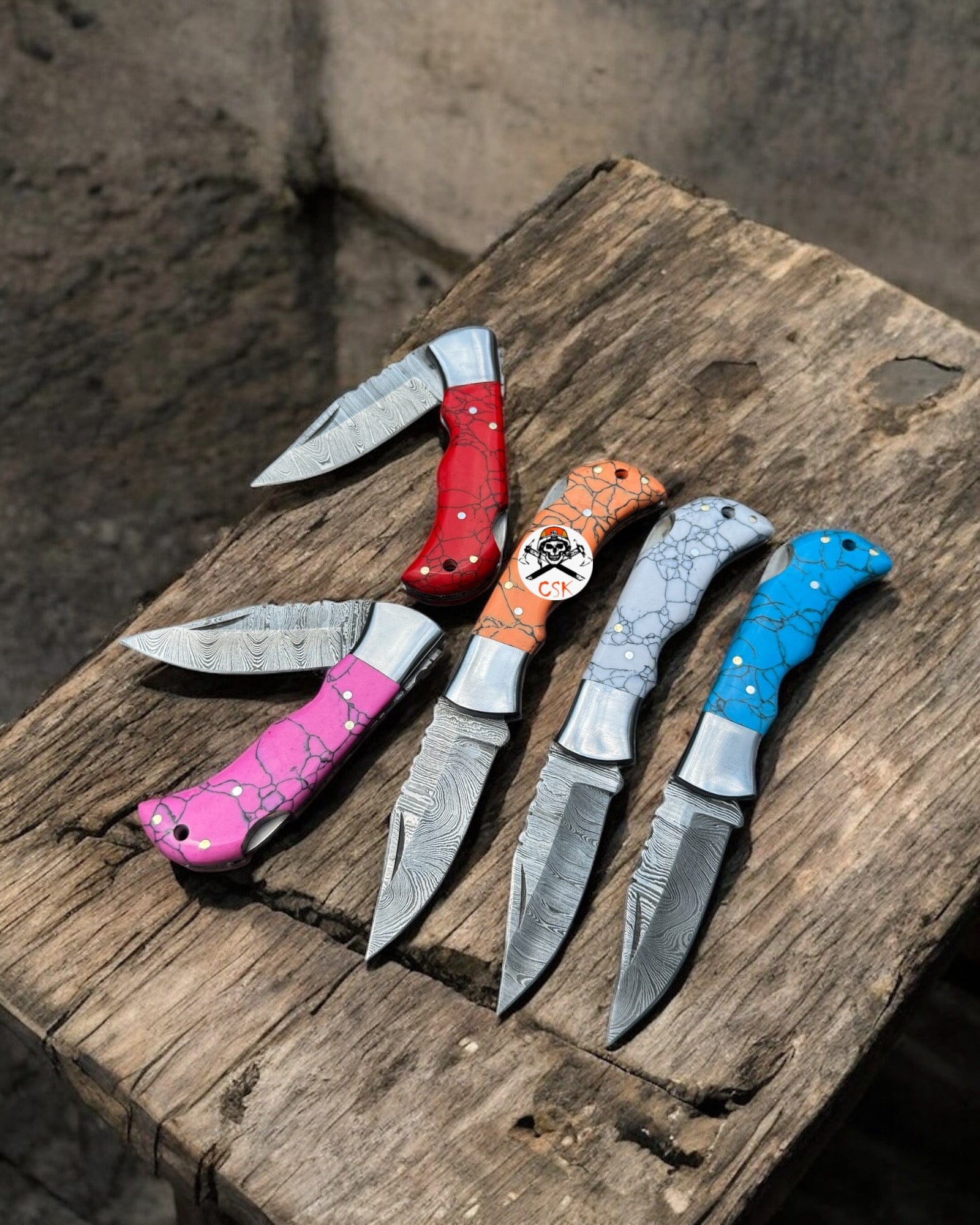 cskforged Damascus folding Personalized Damascus Steel Pocket Knife with Damascus Folding Knife - Custom Father Day Gift Knife
