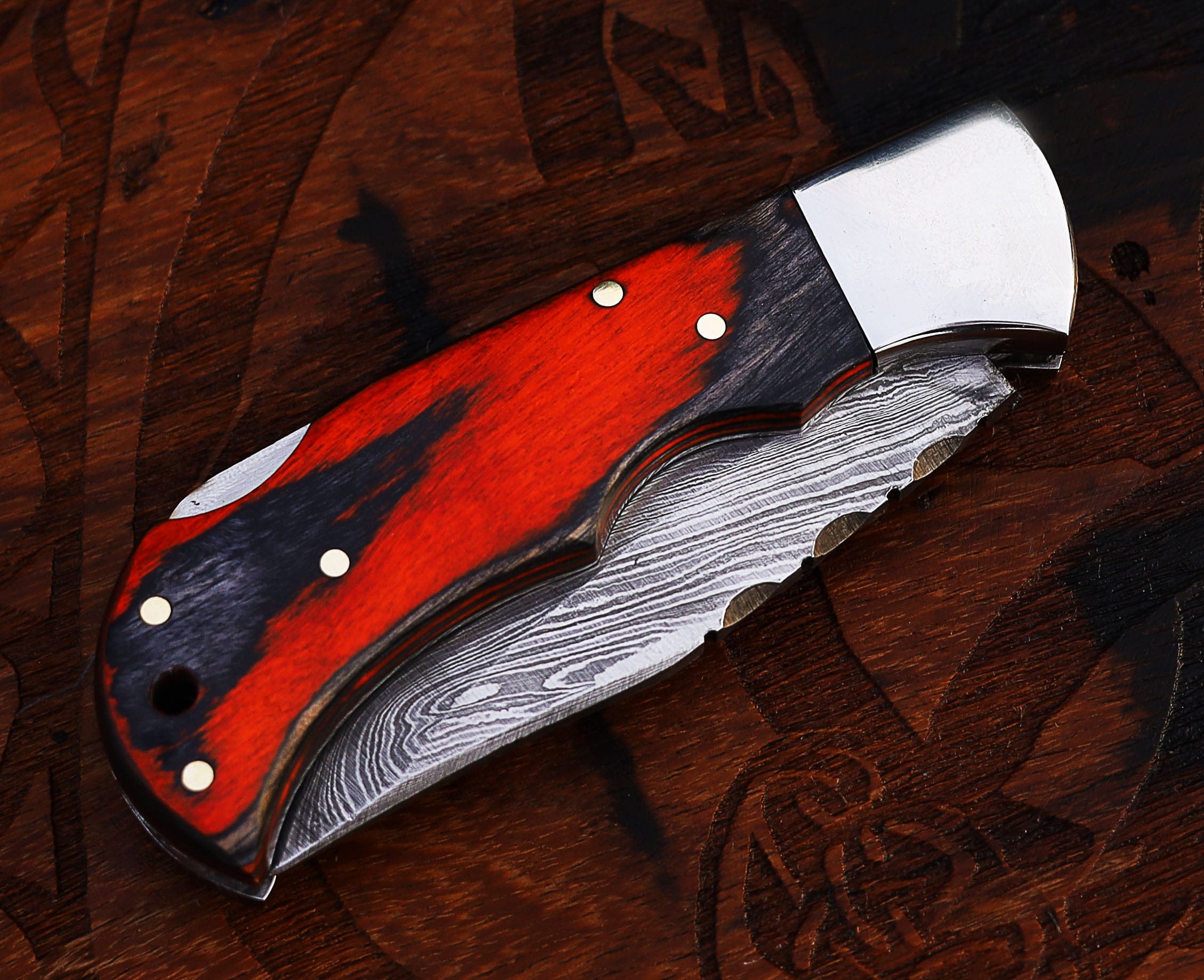 cskforged Damascus folding Personalized Damascus Steel Pocket Knife with Damascus Folding Knife - Custom Valentines Day Gift Knife for Husband