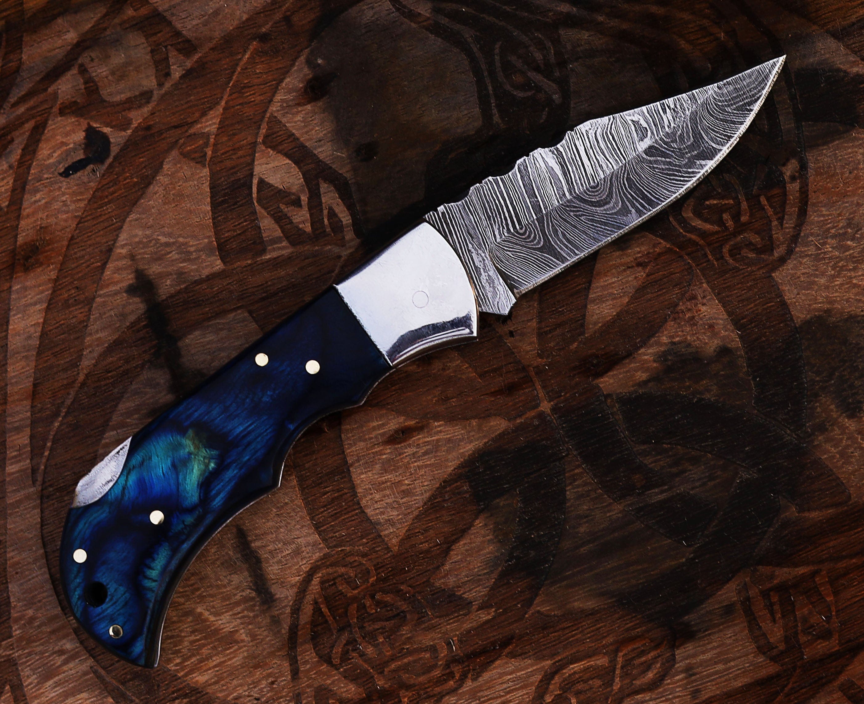cskforged Damascus folding Personalized Damascus Steel Pocket Knife with Damascus Folding Knife - Custom Valentines Day Gift Knife for Husband