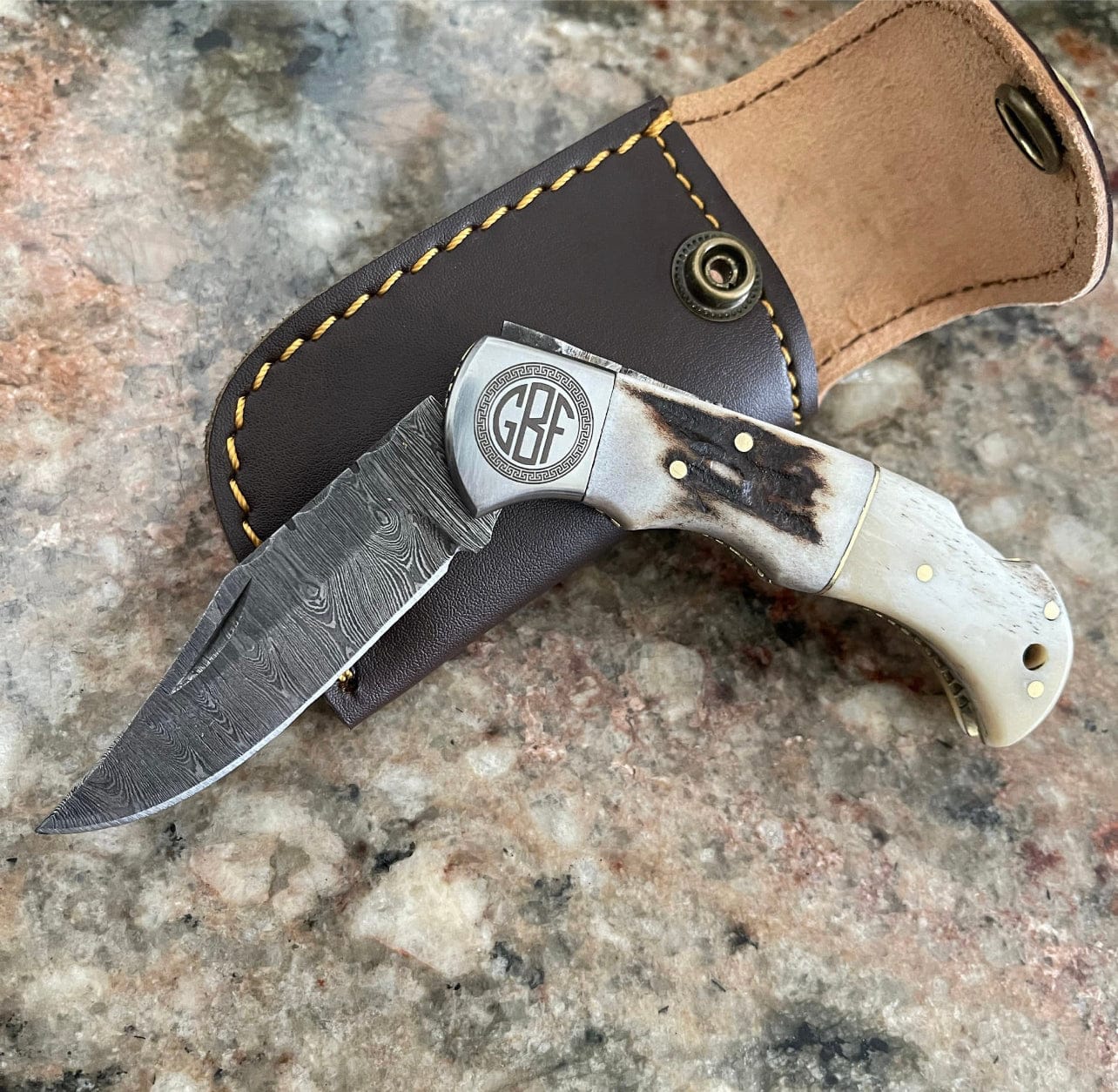 cskforged Damascus folding Personalized Damascus Steel Pocket Knife with Damascus Folding Knife - Custom Valentines Day Gift Knife for Husband