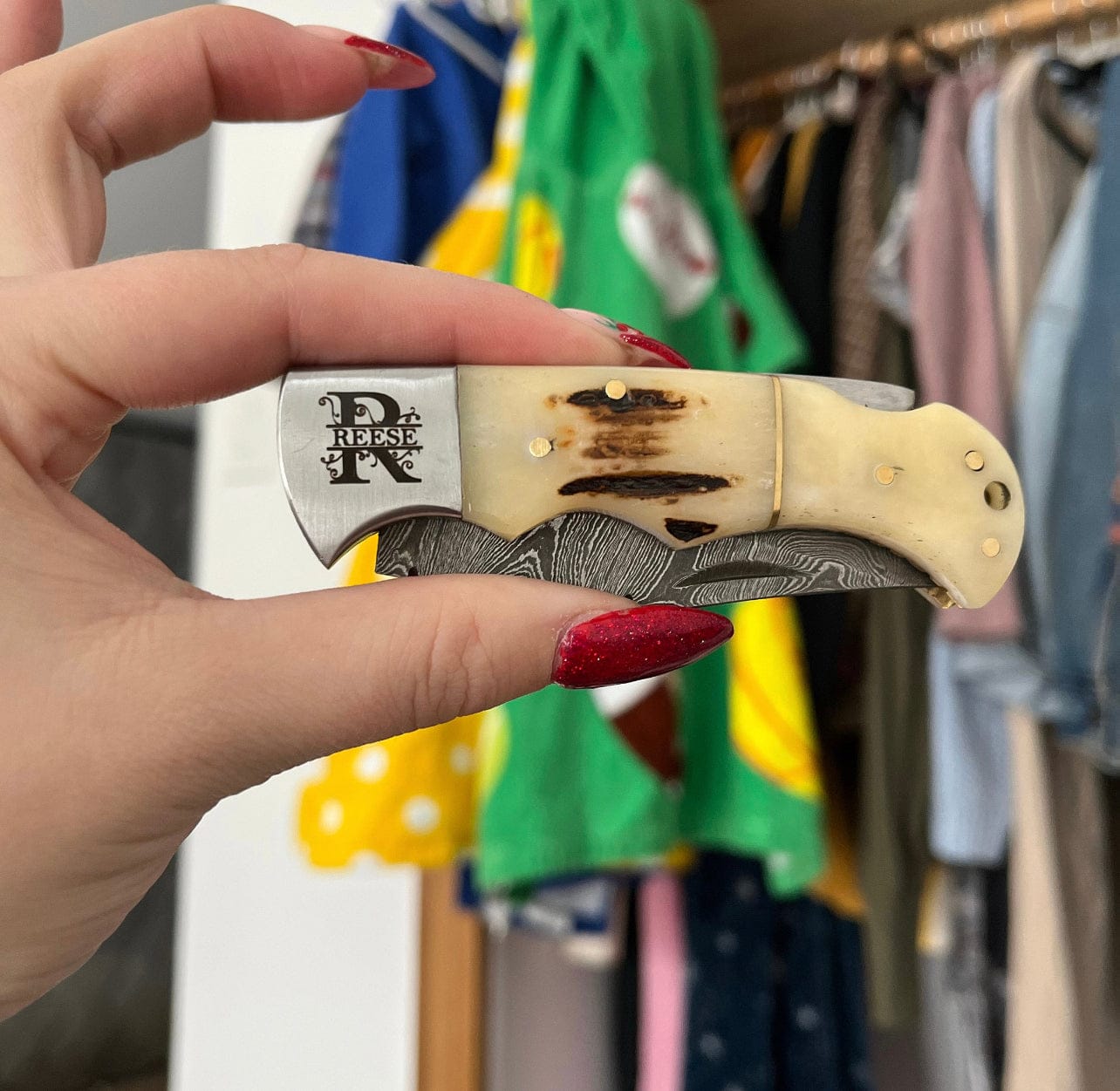 cskforged Damascus folding Personalized Damascus Steel Pocket Knife with Damascus Folding Knife - Custom Valentines Day Gift Knife for Husband