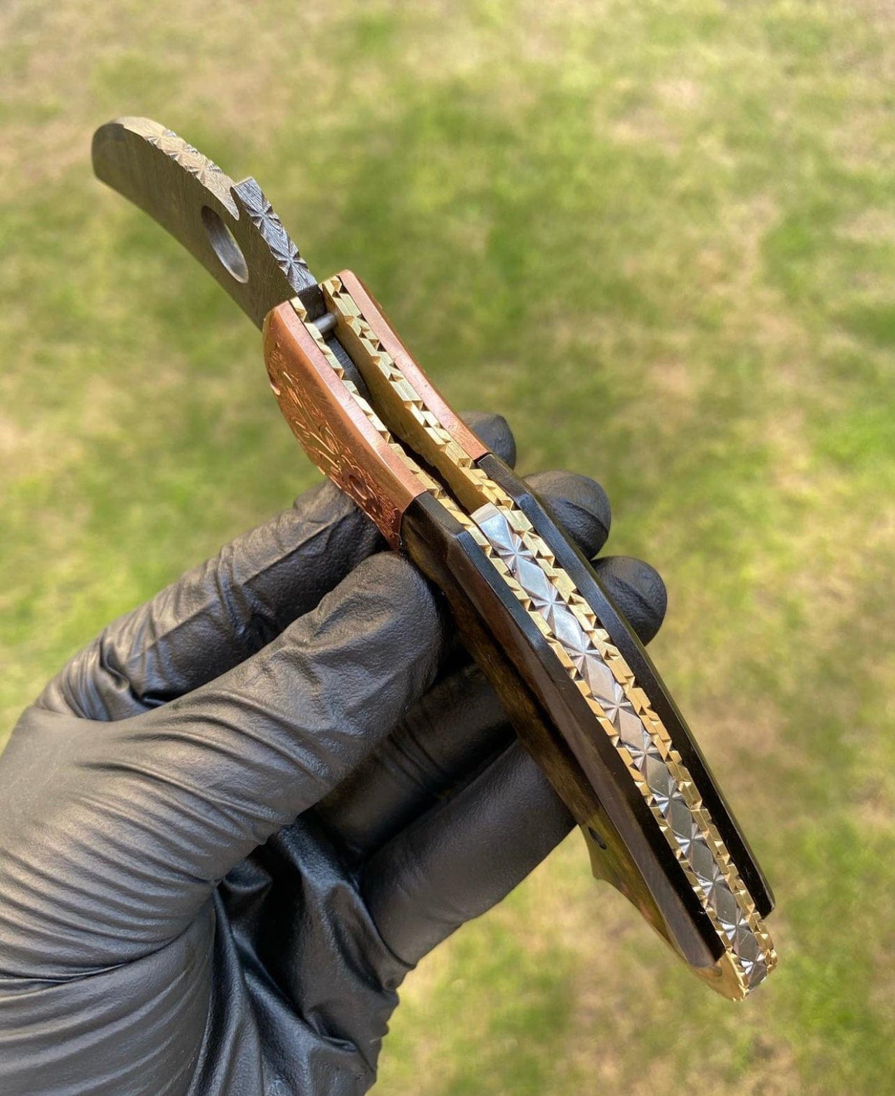 cskforged Damascus Folding Pocket knife With Karambit  Design