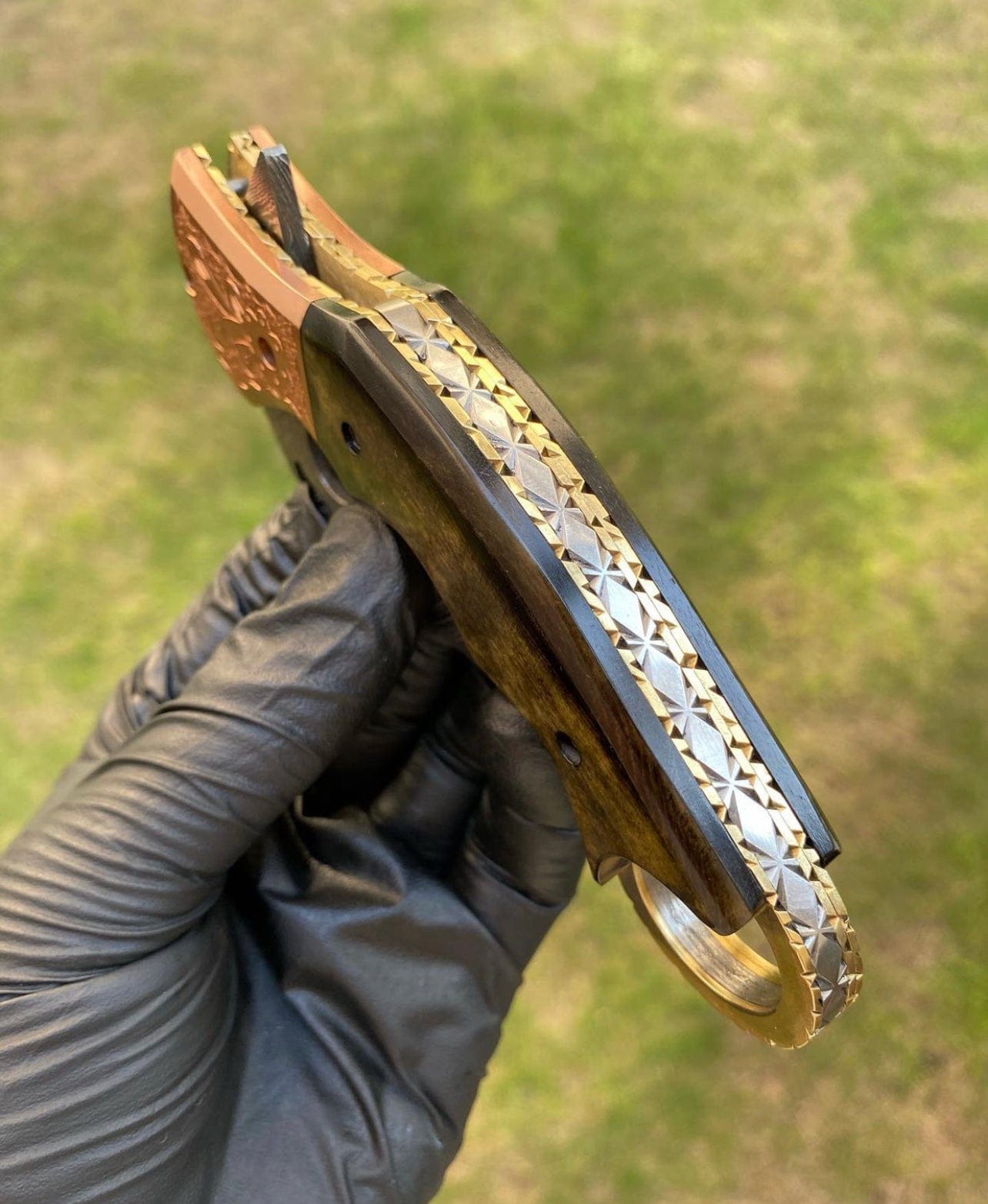 cskforged Damascus Folding Pocket knife With Karambit  Design