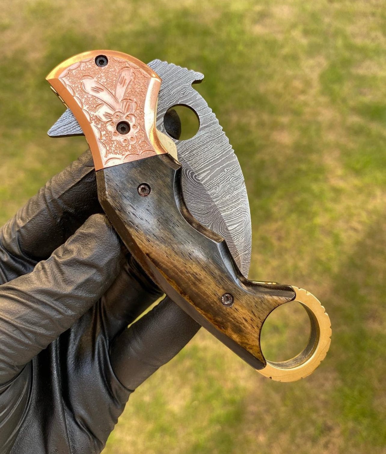 cskforged Damascus Folding Pocket knife With Karambit  Design