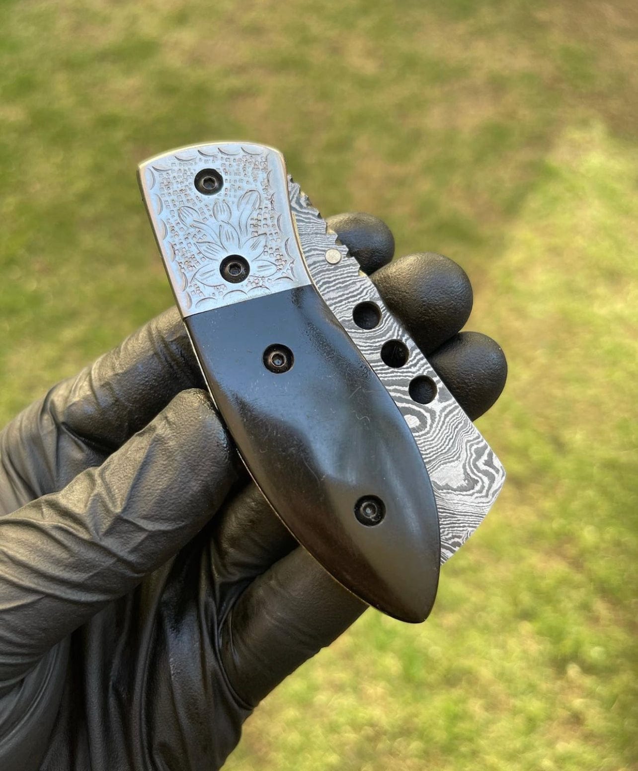 cskforged Damascus pocket folding knife
