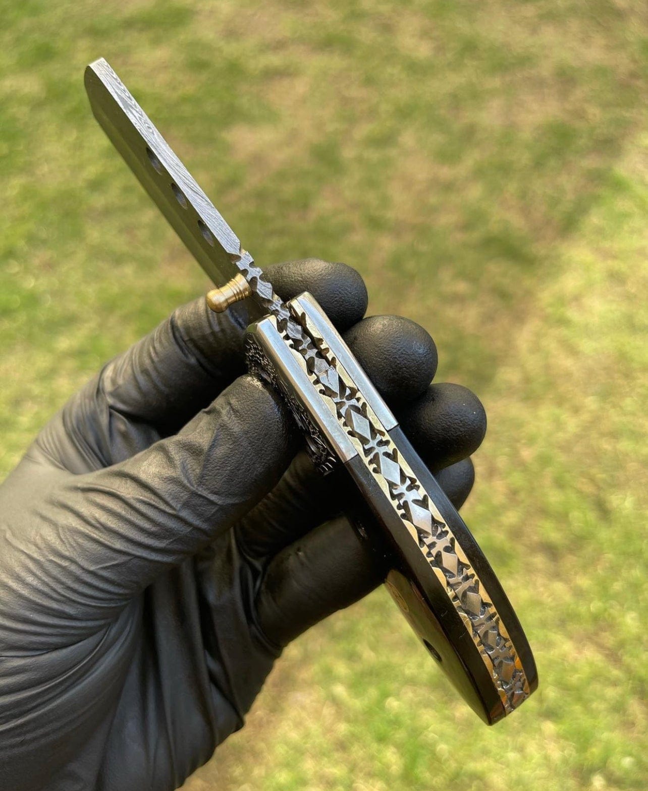 cskforged Damascus pocket folding knife