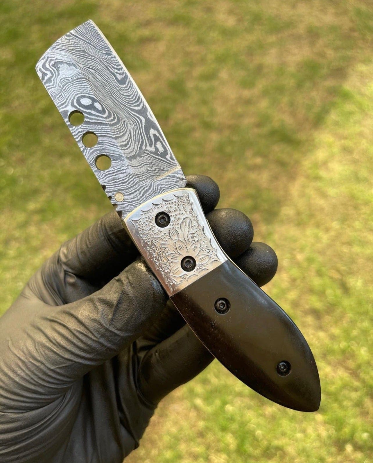 cskforged Damascus pocket folding knife