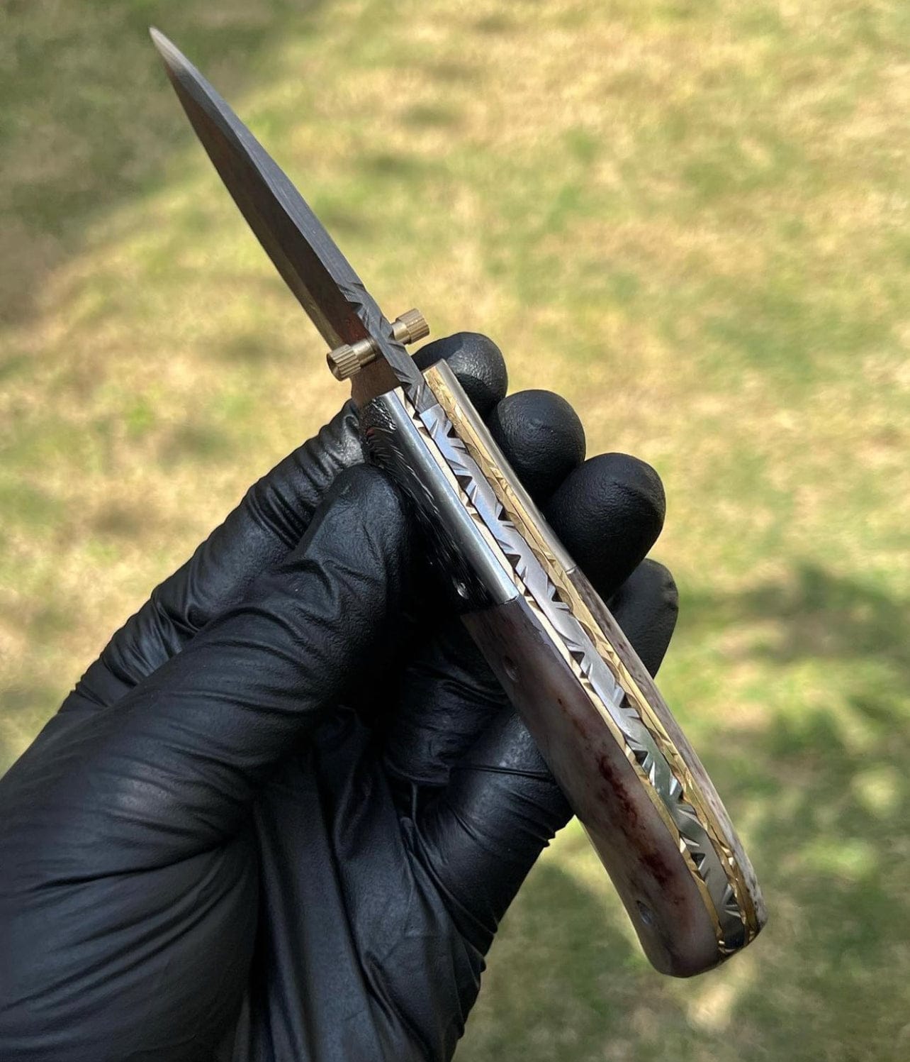 cskforged Damascus pocket folding knife