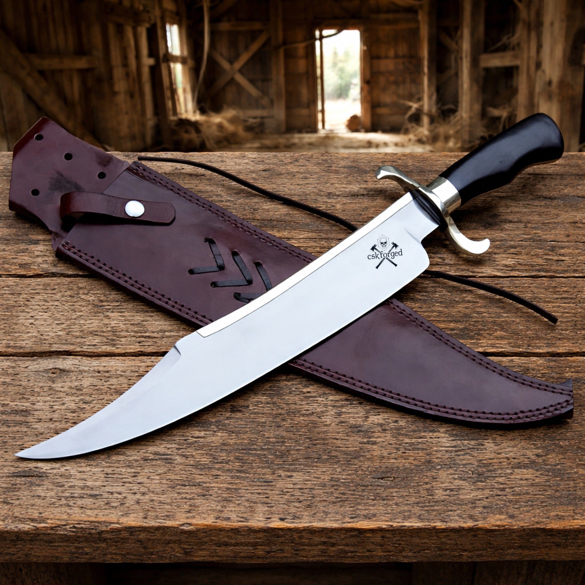 cskforged Dundee knife Gil Hibben Expendables Knife with Premium Leather Sheath – Legendary Design With Ultimate Craftsmanship