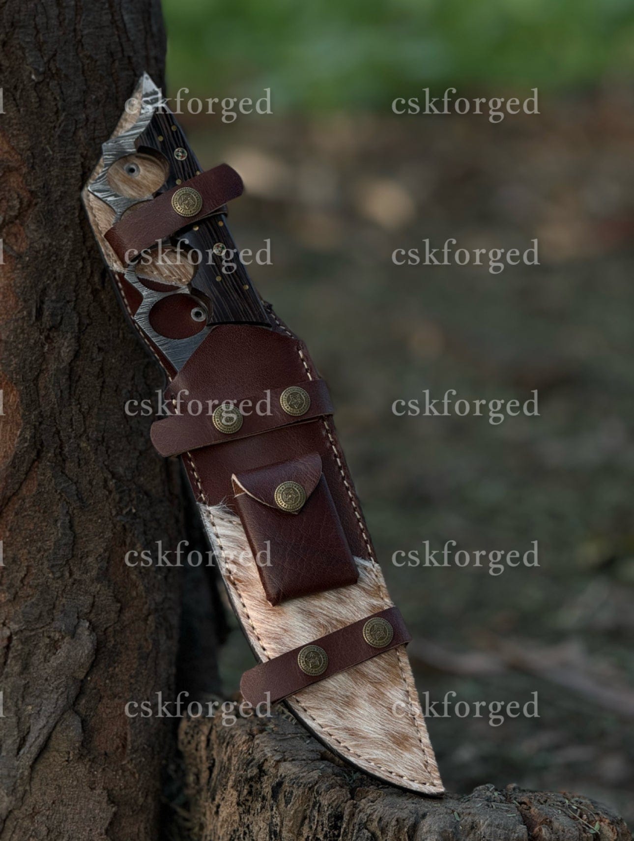 cskforged Dundee knife Handmade Tactical Knuckle camping Knife with Full Tang handle