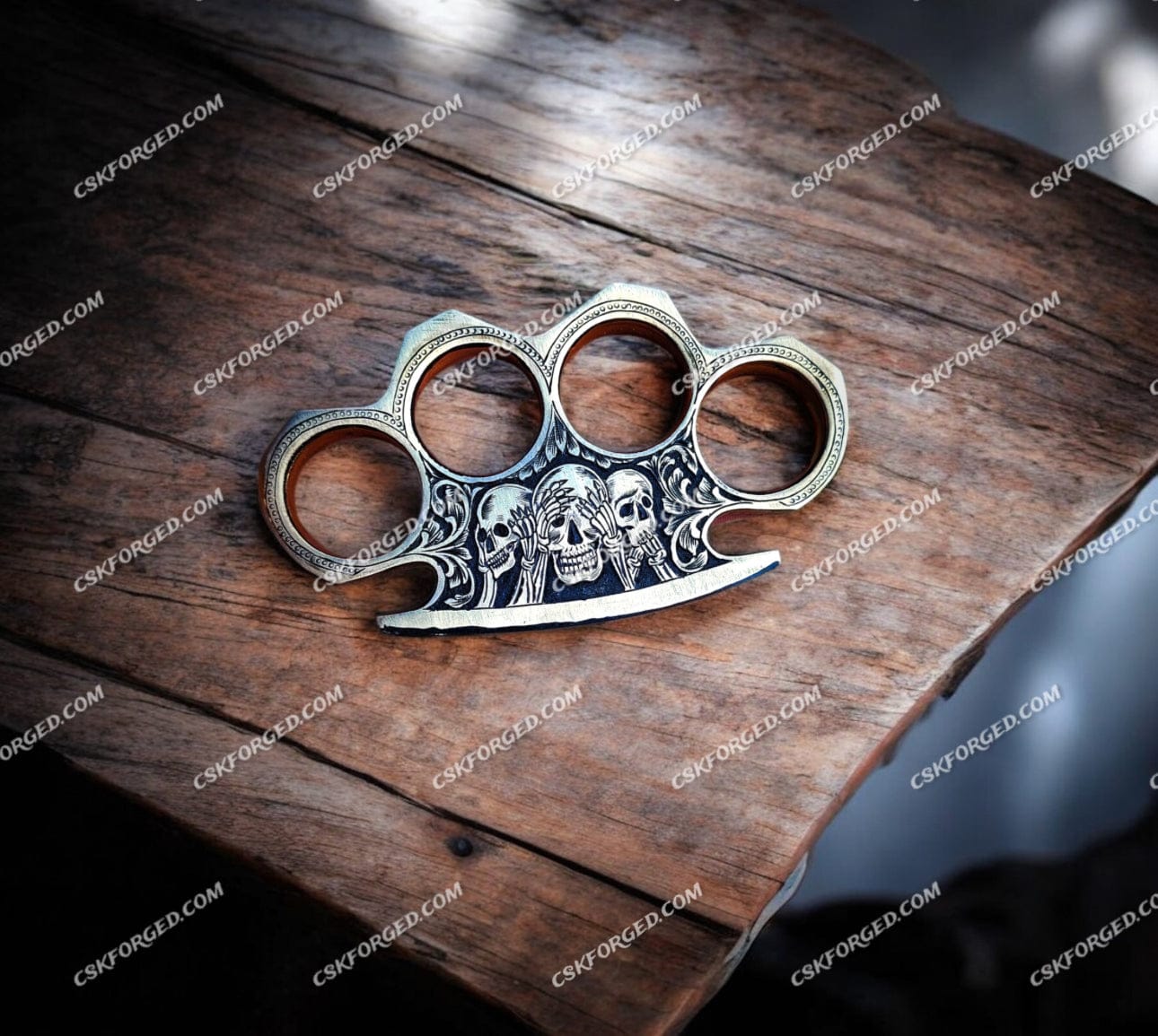 cskforged Engraved Skull Brass Knuckle – Gothic Collector’s Piece