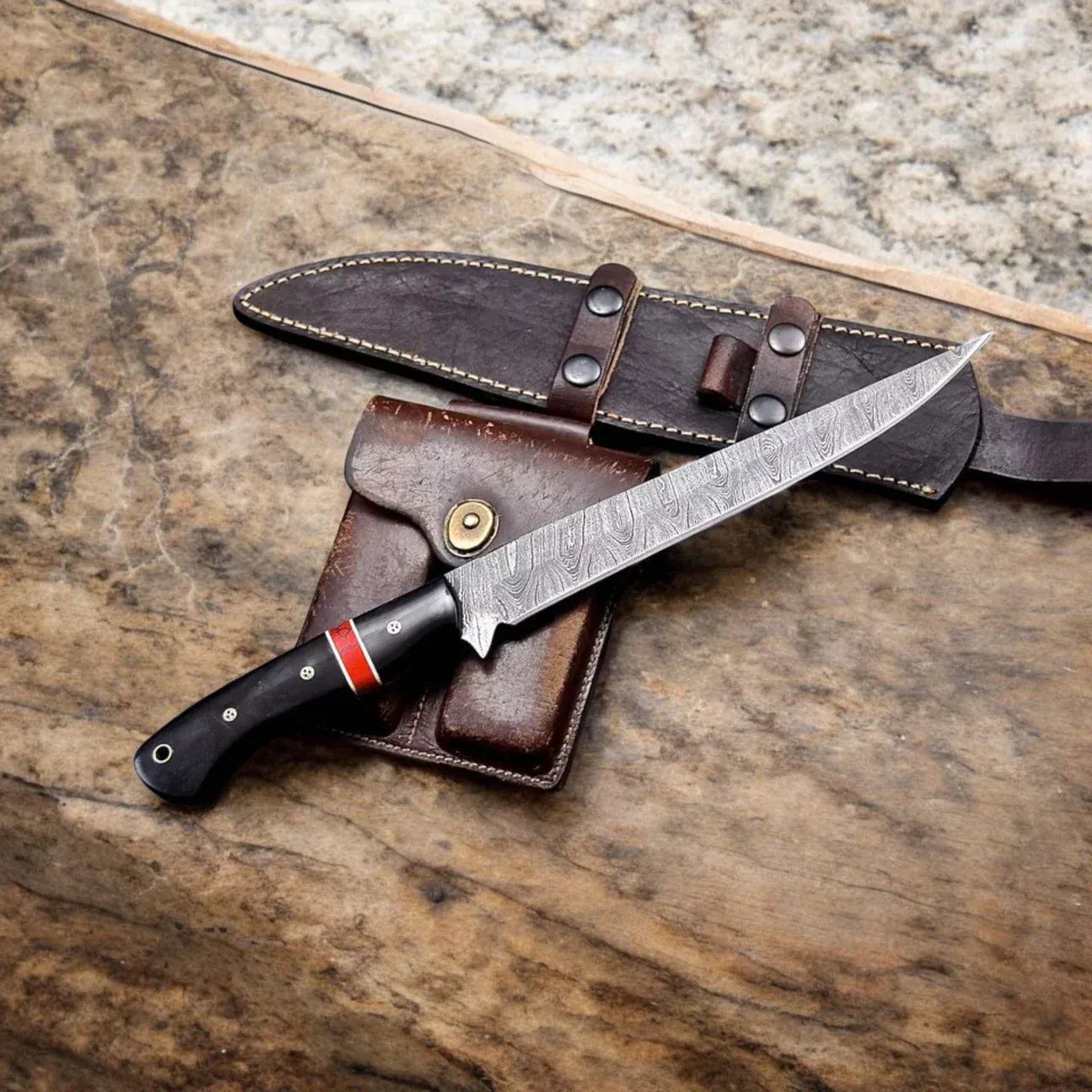 cskforged Fisher fillet Custom Handmade Damascus Steel Fillet Knife