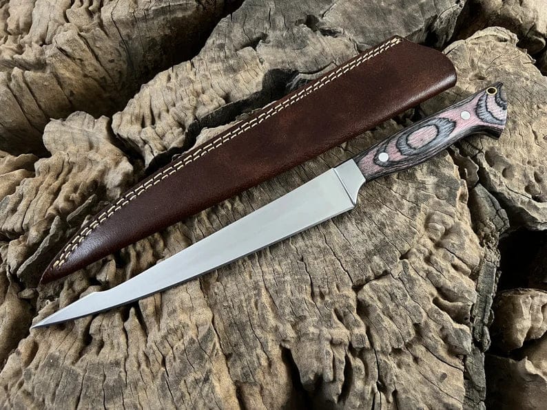 cskforged Fisher fillet Handmade Flexible Fishing Fillet knife, Hunting, Kitchen, Chef, Camping, Outdoor Knife With Leather Sheath. Personalized Gift