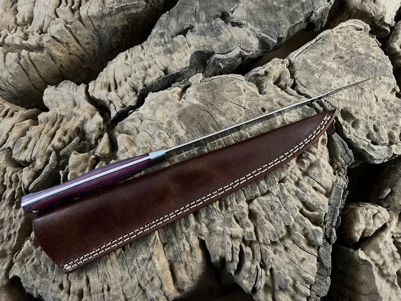 cskforged Fisher fillet Handmade Flexible Fishing Fillet knife, Hunting, Kitchen, Chef, Camping, Outdoor Knife With Leather Sheath. Personalized Gift