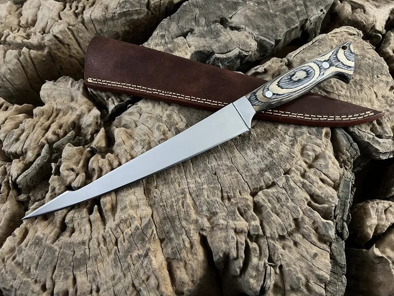 cskforged Fisher fillet Handmade Flexible Fishing Fillet knife, Hunting, Kitchen, Chef, Camping, Outdoor Knife With Leather Sheath. Personalized Gift