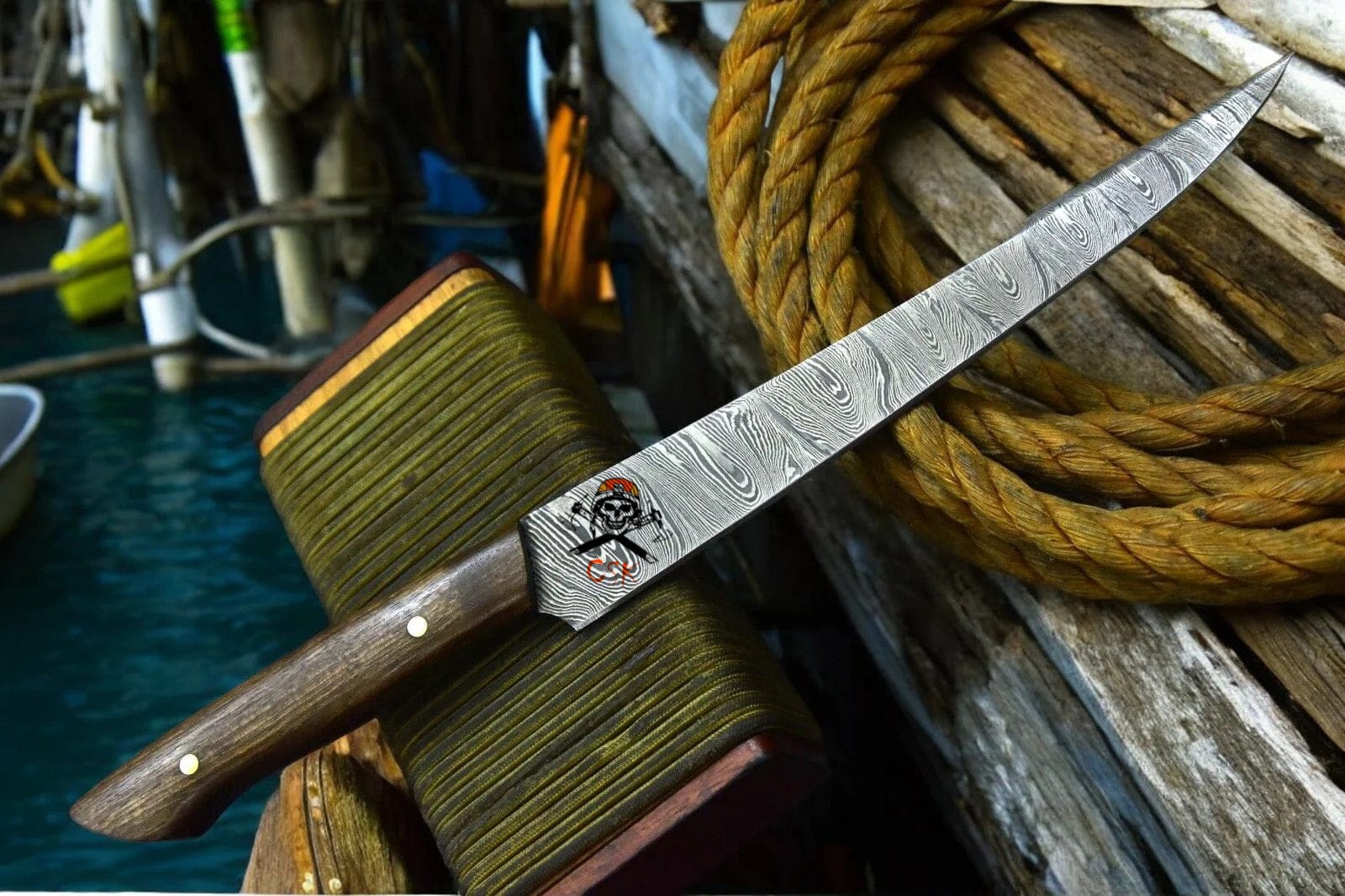 cskforged Fisher fillet Handmade Personalized Damascus Fillet Knife with Rosewood Handle