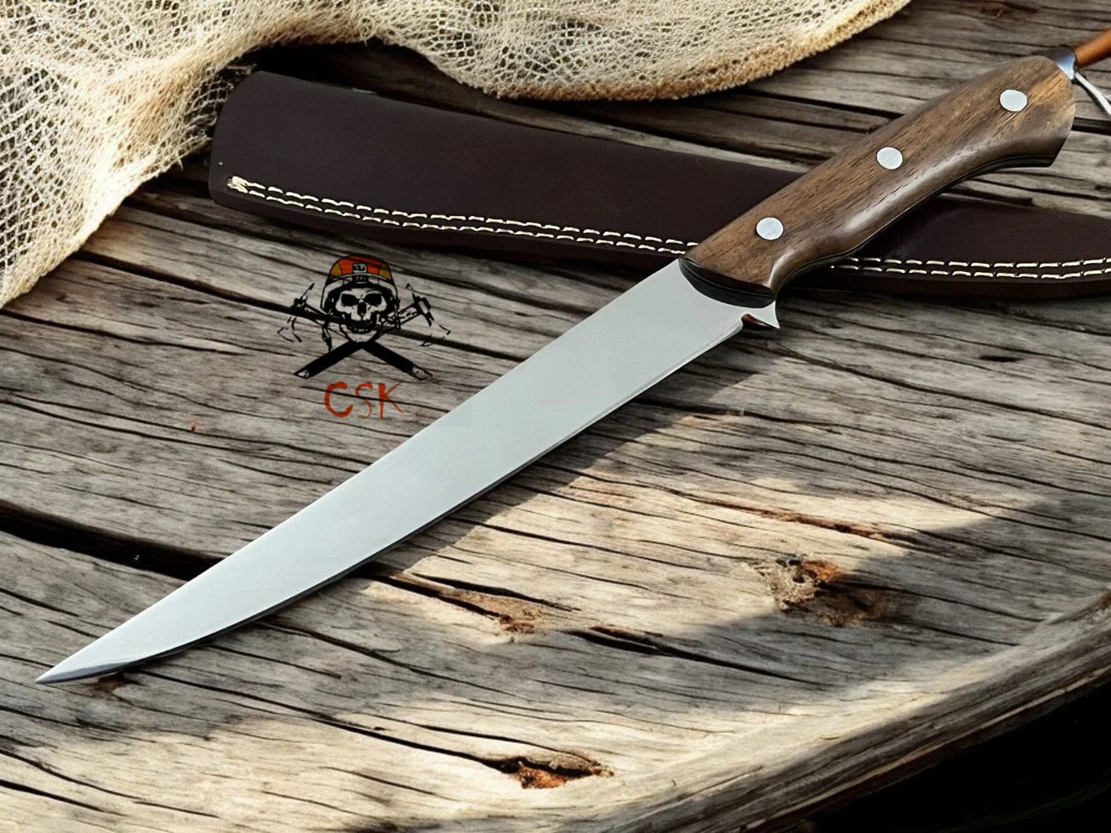 cskforged Fisher fillet Handmade Personalized Fillet Knife with Rosewood Handle