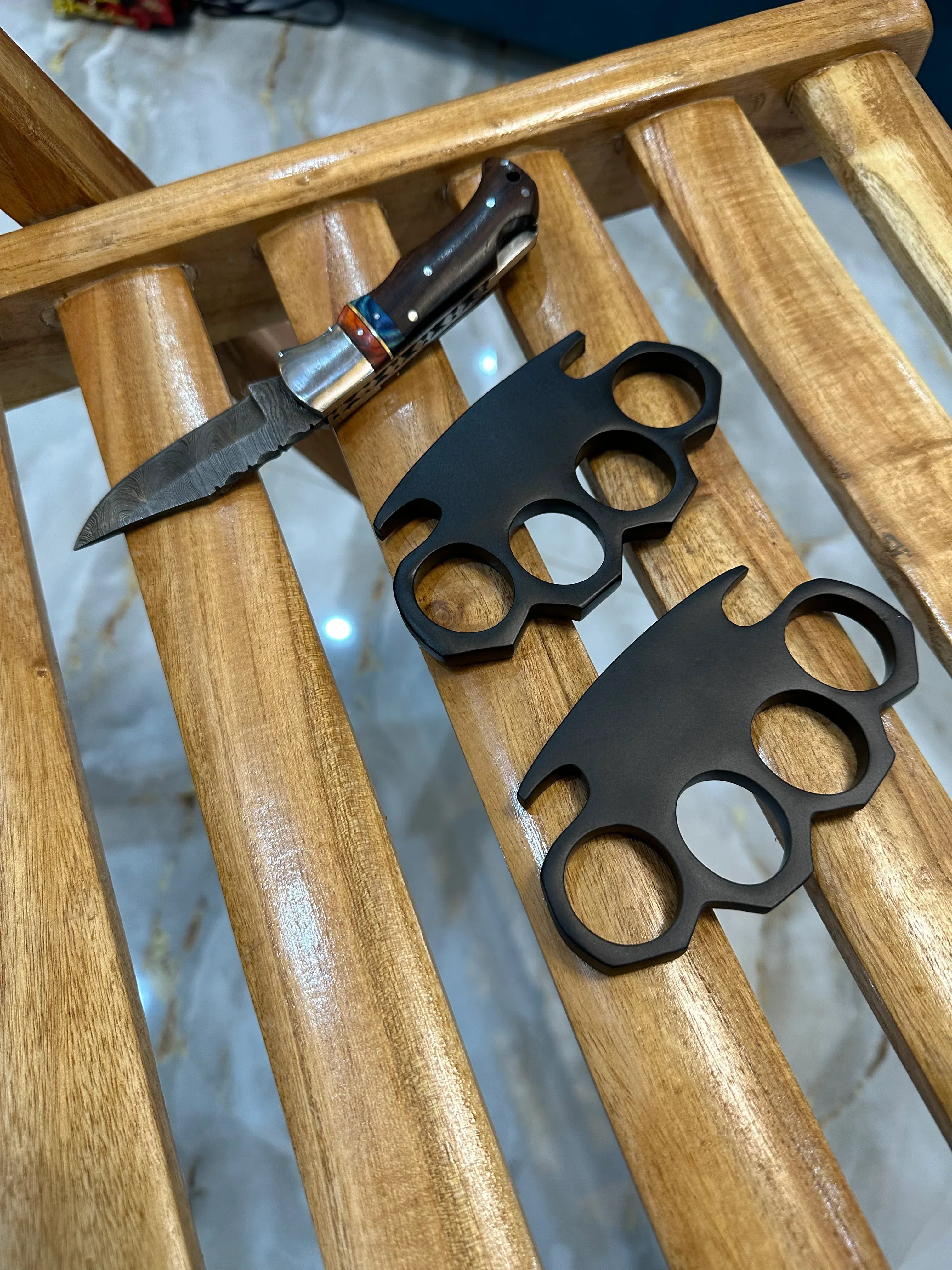 cskforged Handmade (2pcs) knuckles with Pocket folding knife Deal