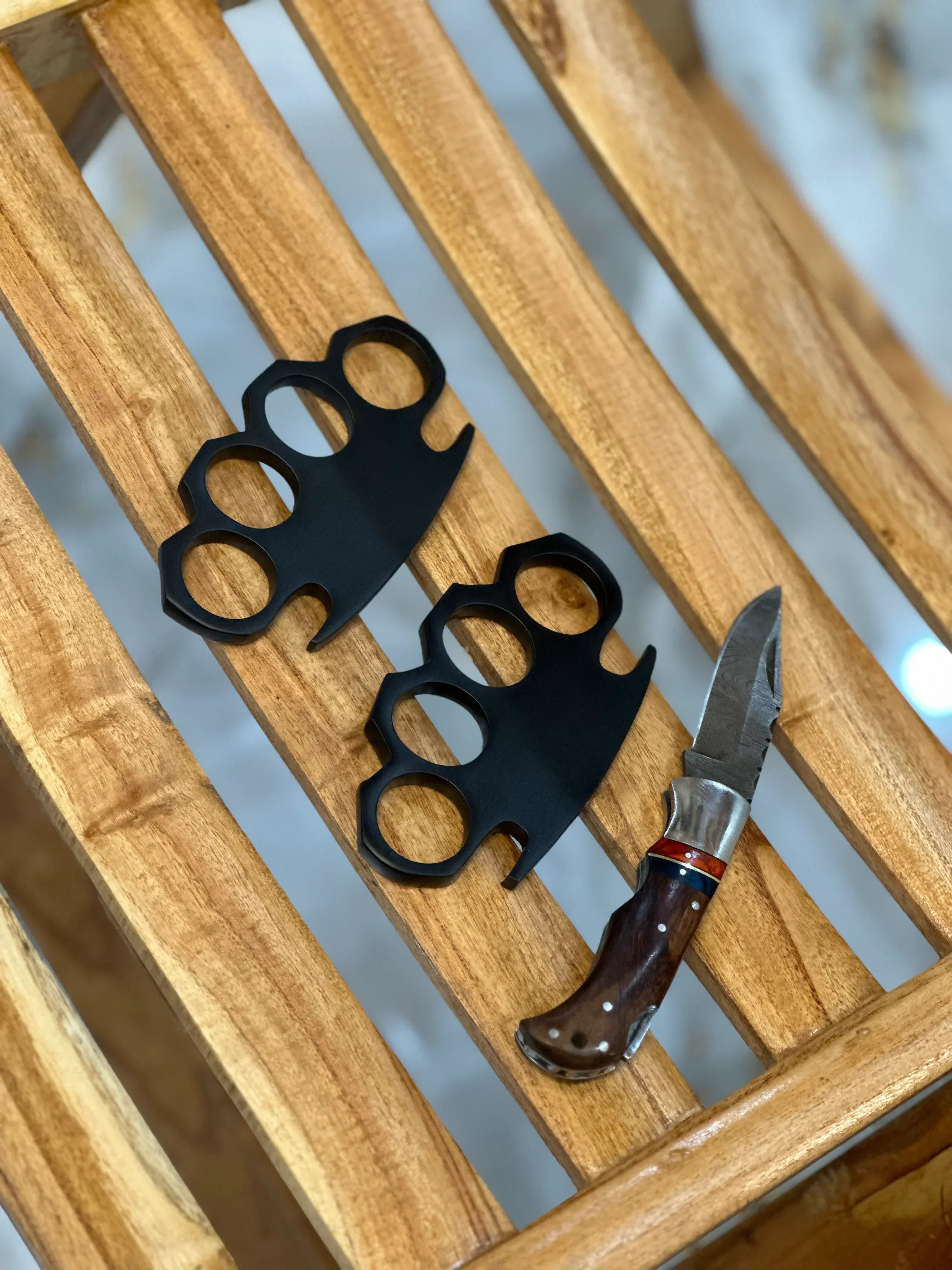 cskforged Handmade (2pcs) knuckles with Pocket folding knife Deal