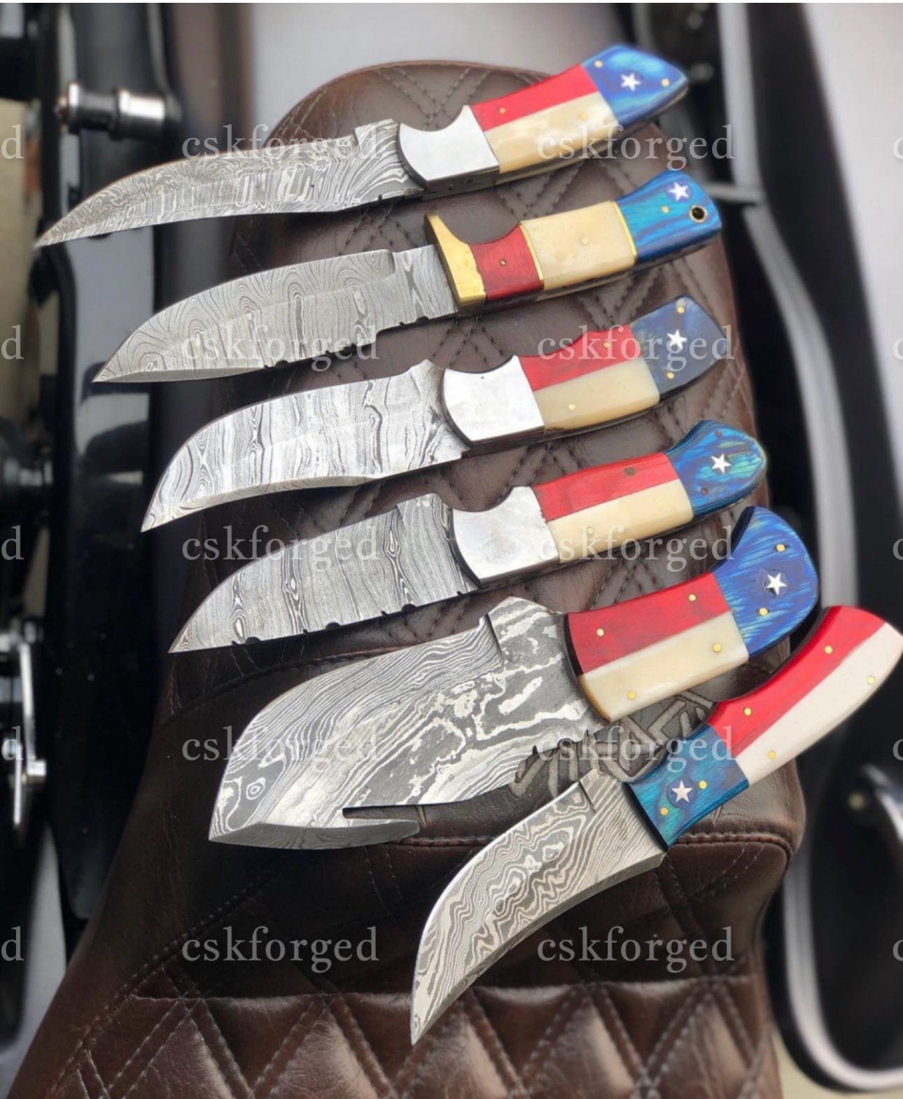 cskforged Hunting knives Best Deal 6 Custom Handmade Twist Damascus Steel Hunting Knifes
