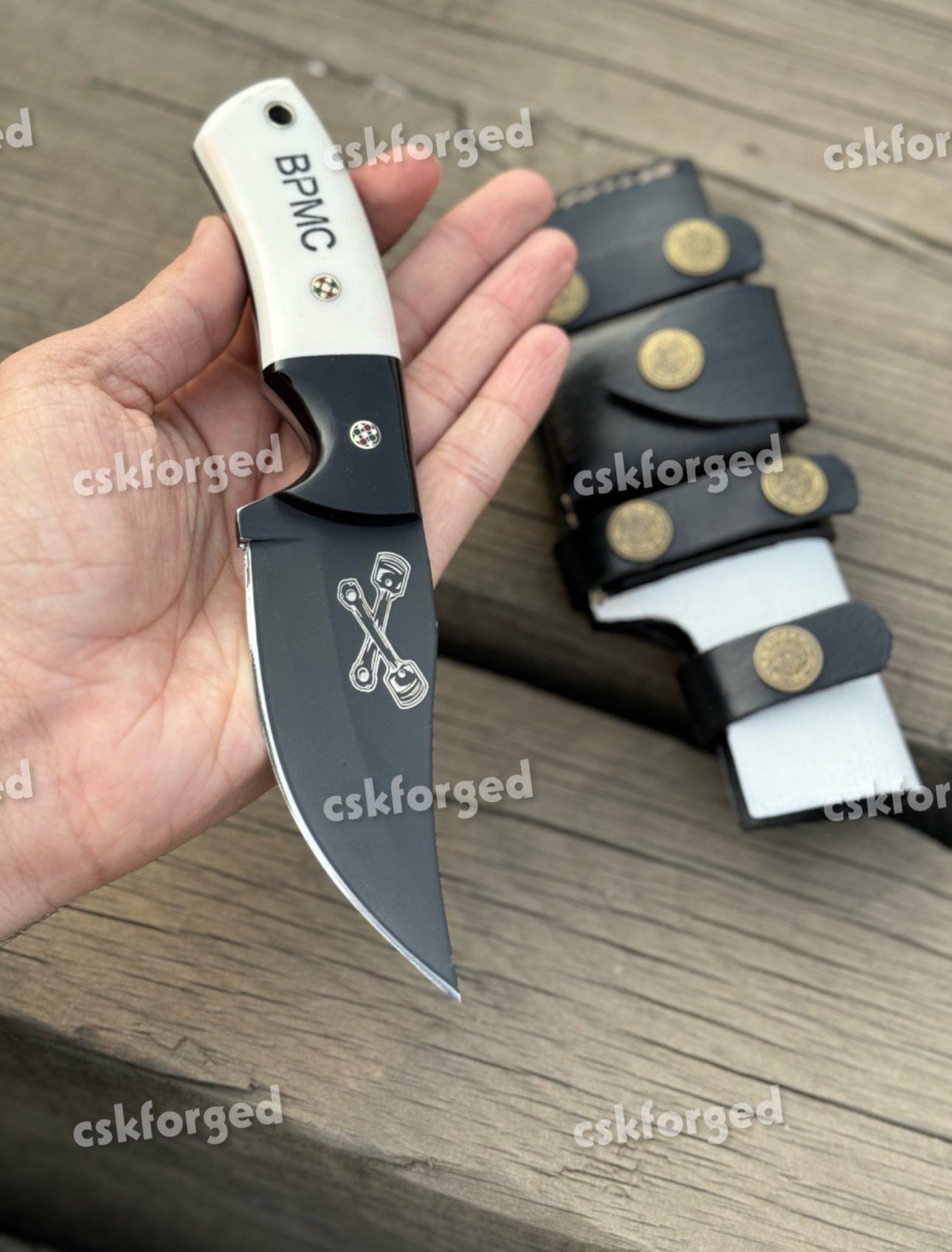 cskforged Hunting knives Black Pistons Edition Full Tang  Handmade J2 Steel Black Pistons Blade