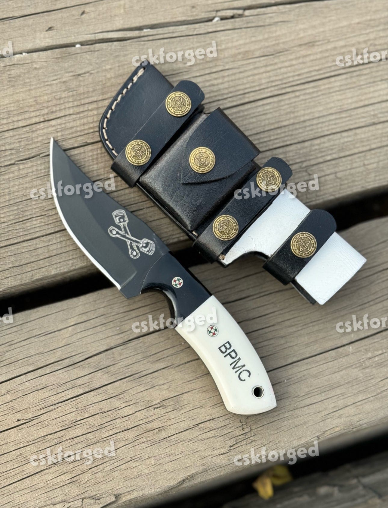 cskforged Hunting knives Black Pistons Edition Full Tang  Handmade J2 Steel Black Pistons Blade