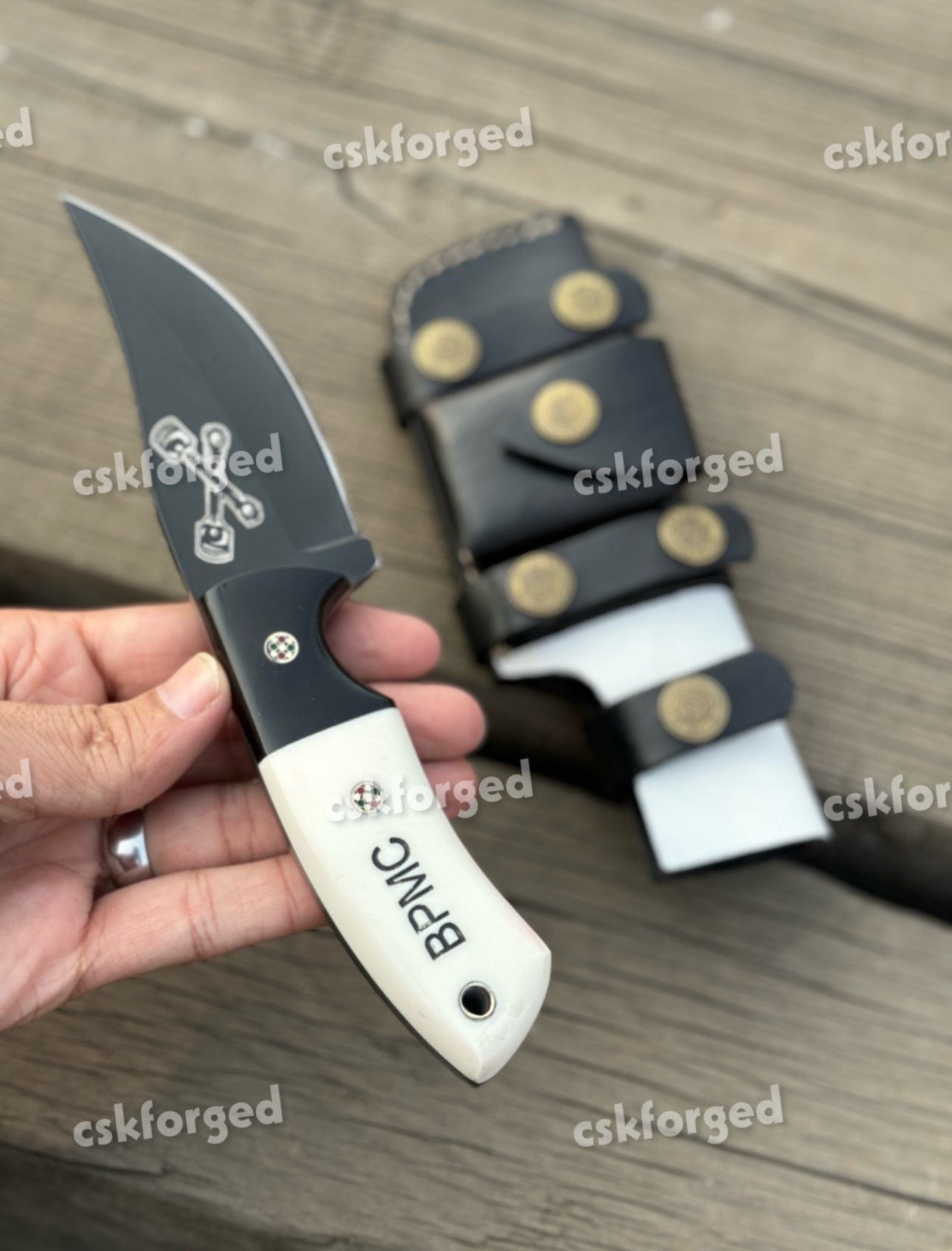 cskforged Hunting knives Black Pistons Edition Full Tang  Handmade J2 Steel Black Pistons Blade