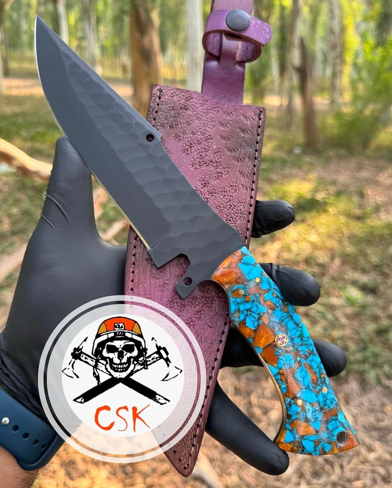 cskforged Hunting knives Blackout Hunting Knife – HandForged Steel Blade with Resin Handle