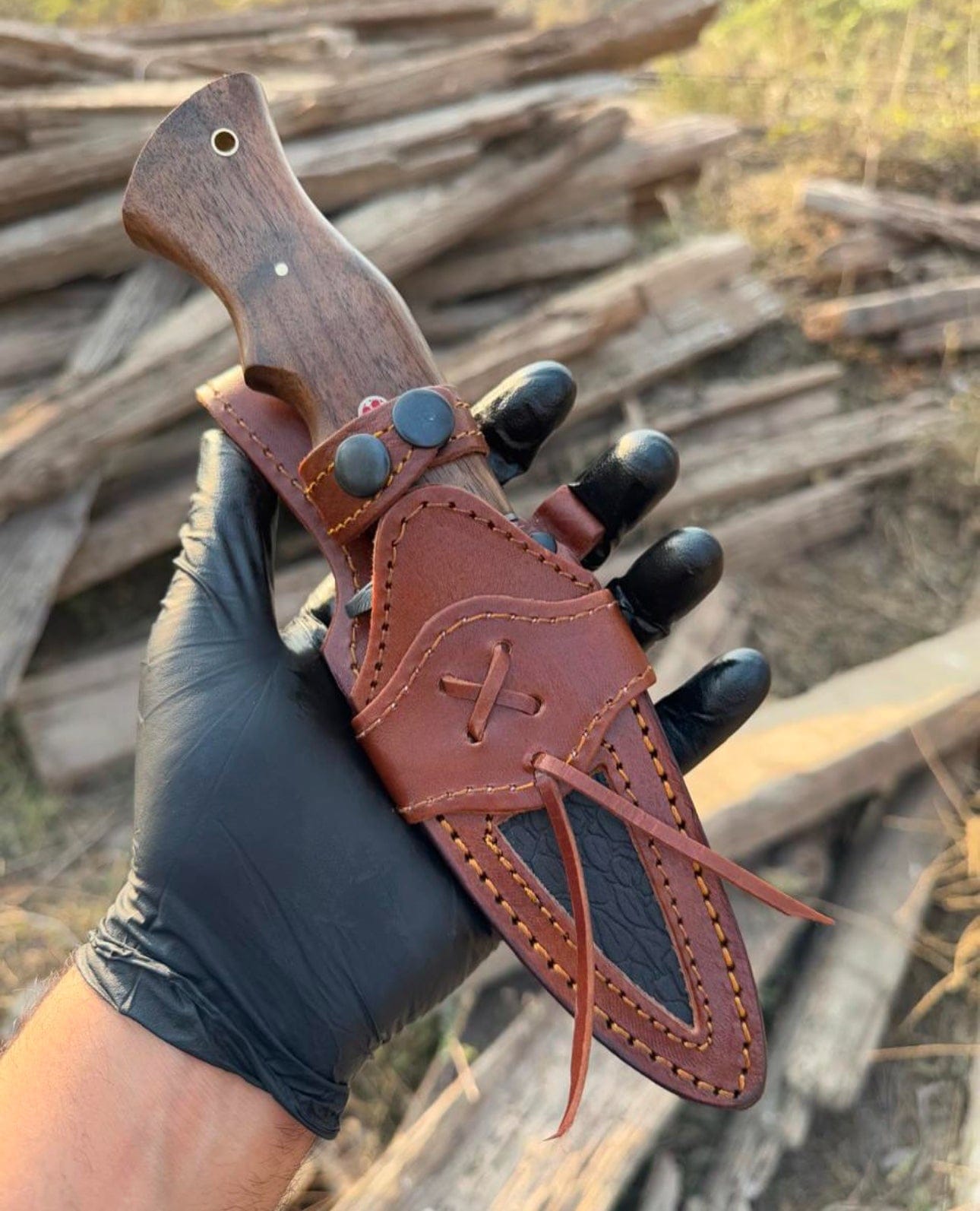 cskforged Hunting knives Bobcat Damascus Steel Hunting Knife Rose Wood Handle