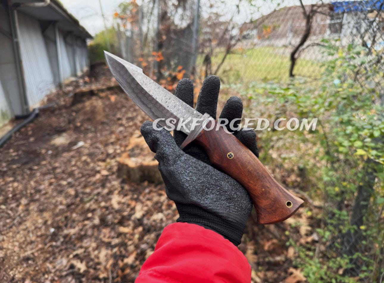 cskforged Hunting knives Bobcat Damascus Steel Hunting Knife Rose Wood Handle by cskforged