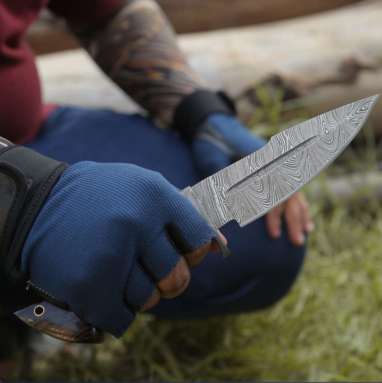 cskforged Hunting knives Bocat Damascus Steel Hunting Knife by cskforged