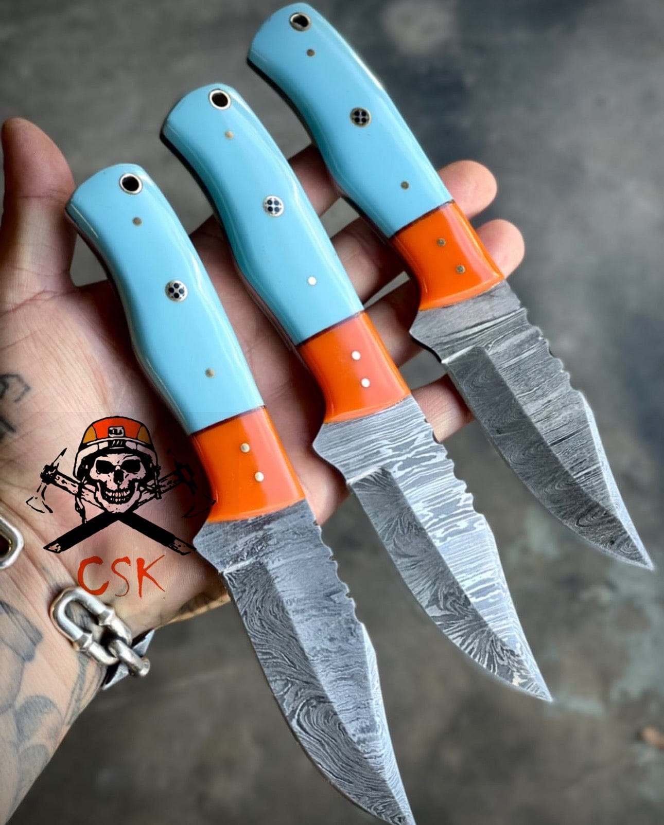 cskforged Hunting knives Crayola Damascus hunting knife