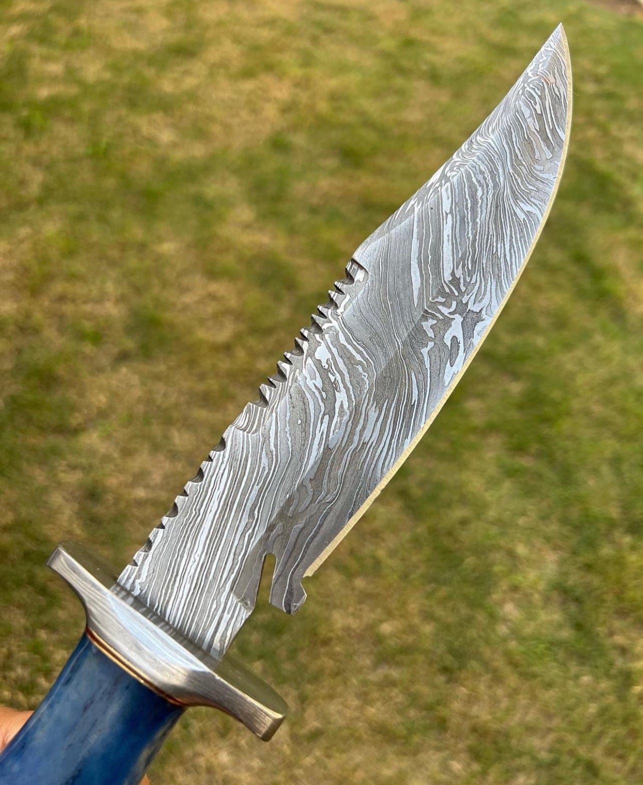 cskforged Hunting knives Custom Handmade Damascus Hunting Camping Knife with Stained Bone,Damascus Guard and Pommel Handle