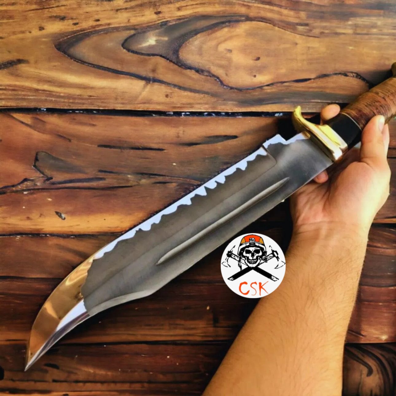 cskforged Hunting knives D2 steel Crocodile Dundee Knife with Acid Etched blade
