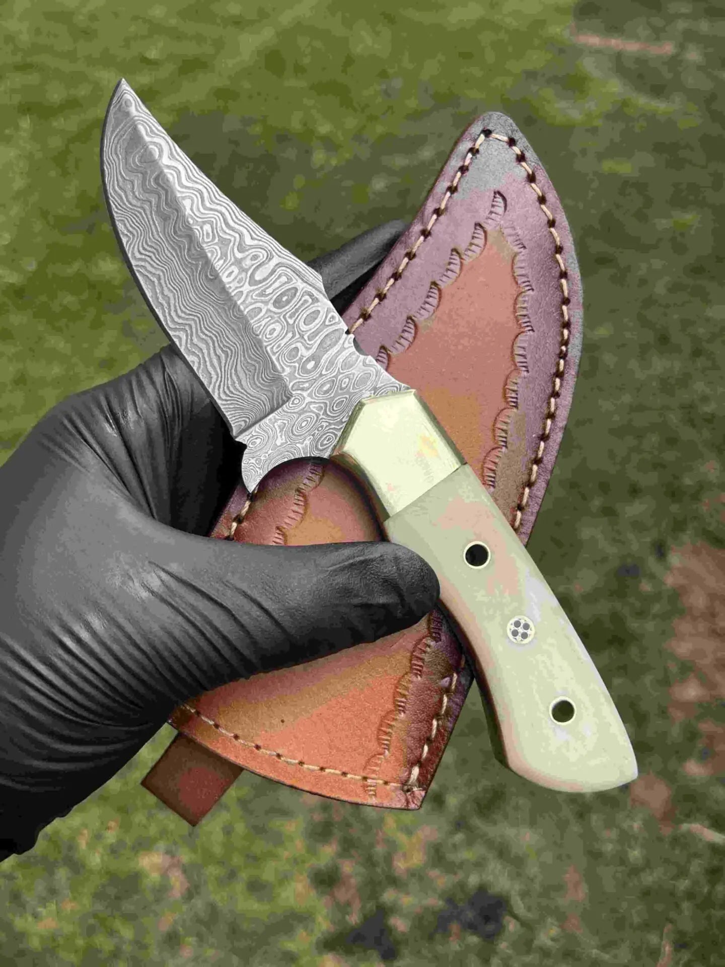 cskforged Hunting knives Damascus Hunting Knife with Notch